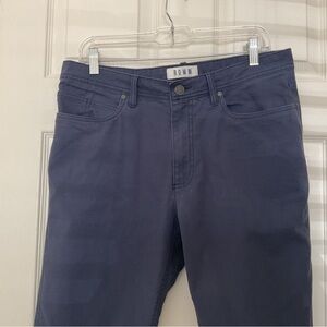 ROWM 5 Pocket Denim Blue Stretch Straight Leg Chino Pants 34 x 30
